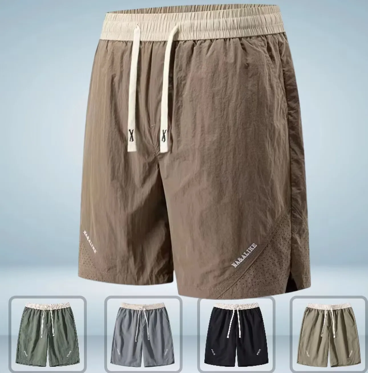 

Men's Casual Drawstring Shorts Summer Lightweight Quick Dry Elastic Waist Knee Length Mesh Shorts Men Korean Fashion Streetwear