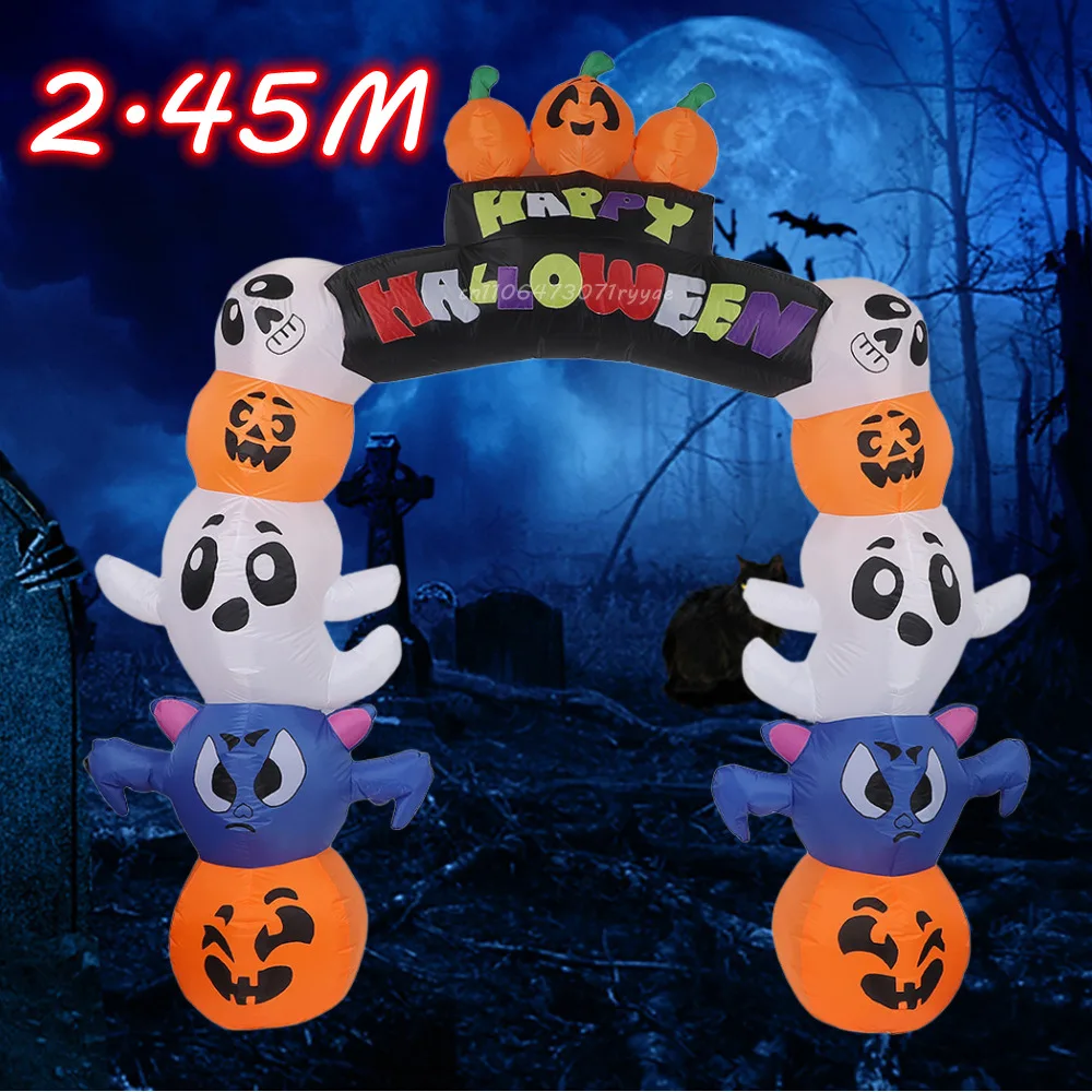 

2.45M Halloween Inflatable Arch/pumpkins Skulls And Ghosts Built-in LED Inflatable Model Holiday Gift Indoor Outdoor Decor Model