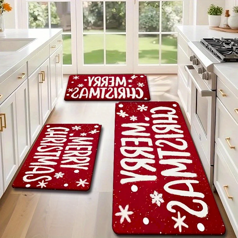 VIKAMA Christmas Anti Fatigue And Anti Slip Carpet, Kitchen Corridor Entrance Water Absorbing Door Mat, Indoor Home Decoration