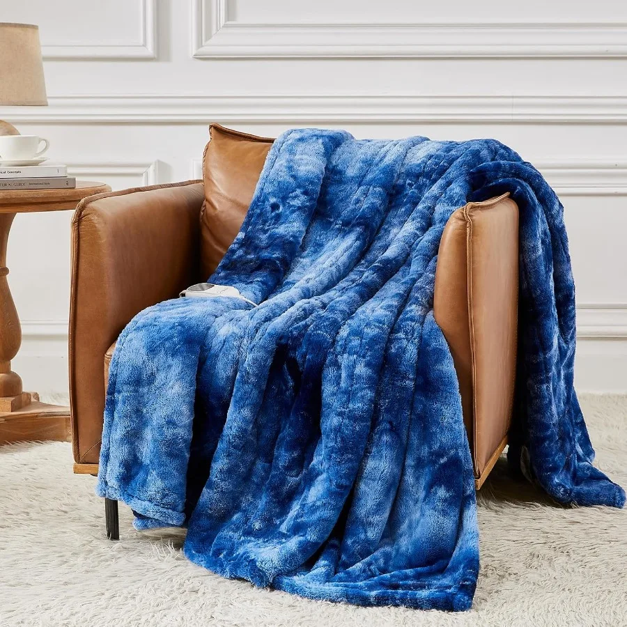 

Heated Blanket Electric Throw - 50"x60" Heating Blanket Throw 1/2/4/6/8 Hours Auto-Off 10 Heat Levels Over-Heat Protection Luxu