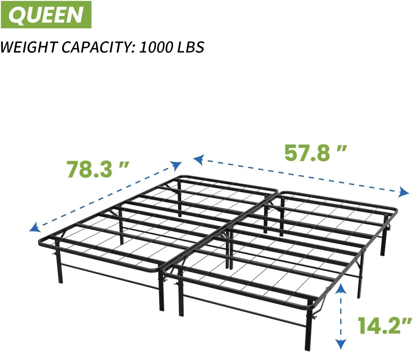 Metal Bed Frame Short Queen Bed Frame with Metal Platform Support Durable Coated Steel Slat with Tool Free Setup Noise