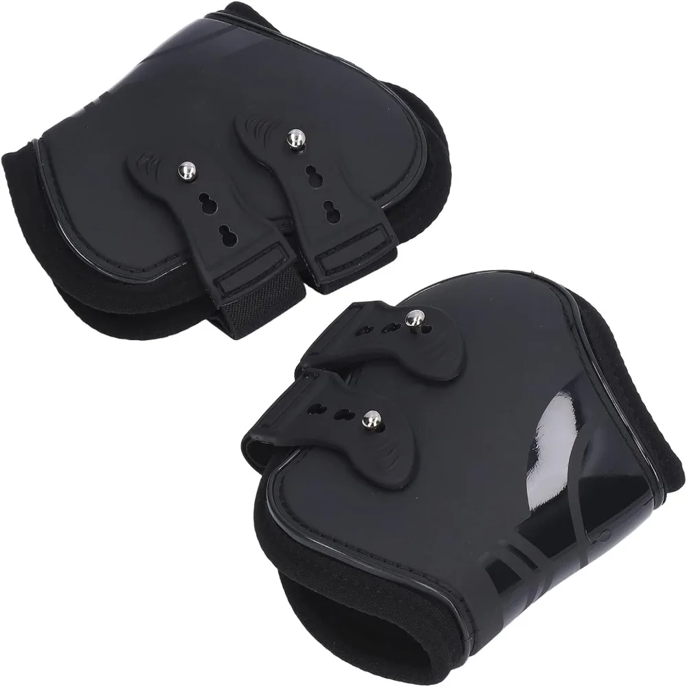 PU Shell Ice Boots for Horses Neoprene Lining Adjustable Buckle Horse Tendon Boots Open Straps Black Equestrian Tendon Boots