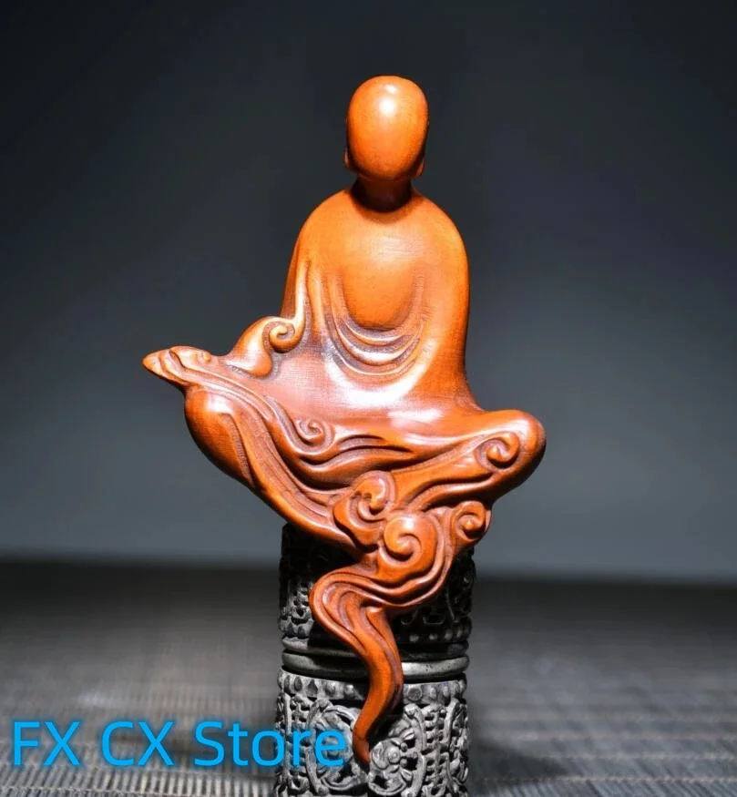 Archaize Seiko Hand-carved Boxwood Auspicious Clouds Without  Face Buddha Household Decoration Crafts Statue