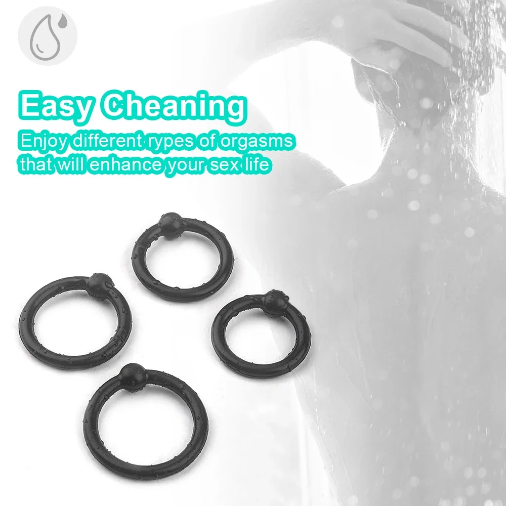 4PCS Silikon Cock Penis Ring Set Sex Spielzeug für Männer Silikon Locking Ring Verzögerte Ejakulation für Männer Erwachsene sex Spielzeug Erwachsene