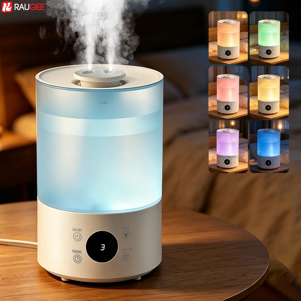 Air Humidifier 4L Large Capacity Humidifier Double Spray Humidifier Diffuser for Home Bedroom Desk Mist Fogger with Night Light