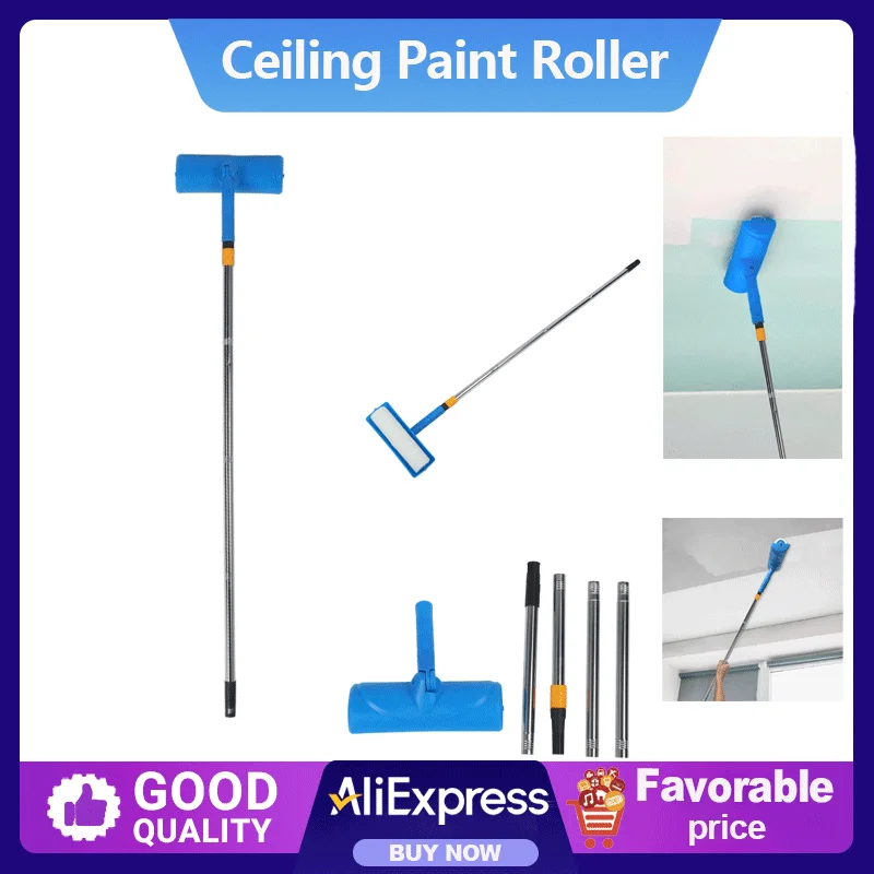 

Потолочный валик для краски с защитой от брызг, 10-дюймовый домашний валик для краски для потолка, широкое применение, регулируемый с валиком для окна