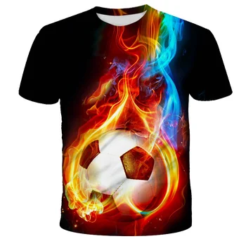 2023 Children New Fashion Football 3D Printing T-Shirt Soccer Boys Girls Casual Sports T Shirt 4-14Y Teen Kids Cool Clothing Top