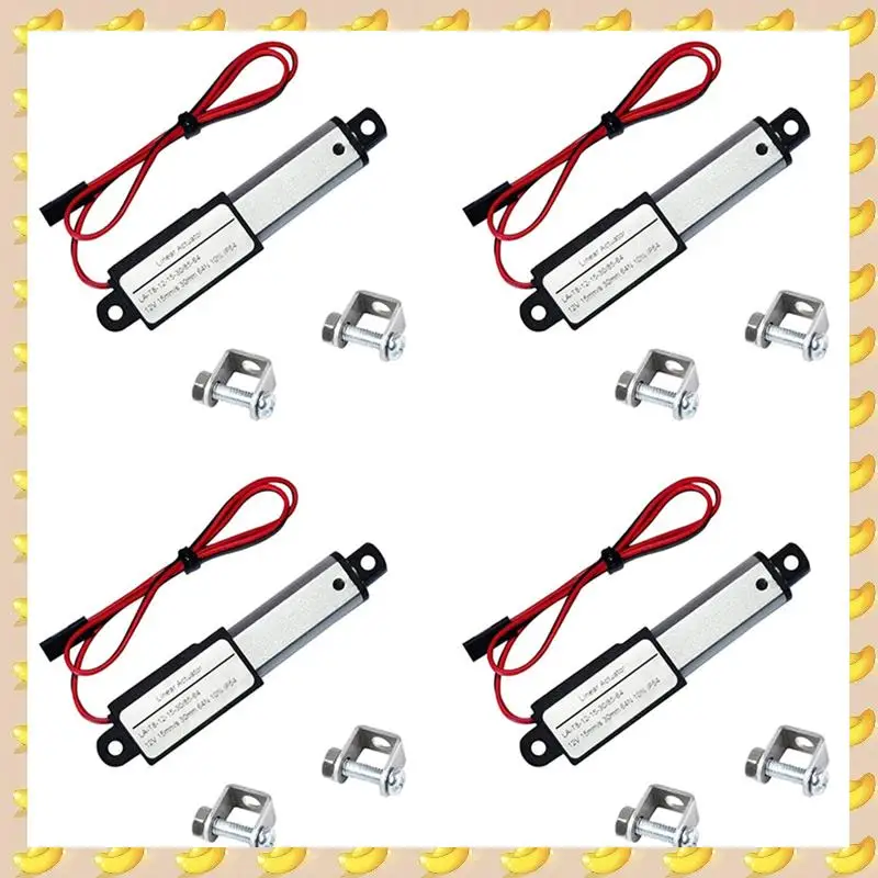 A45U 4X Electric Mini Linear Actuator 1.2Inch Stroke, 64N/14.4Lb, Speed 0.6Inch/S Mini Waterproof Motion Actuator Small 12VDC