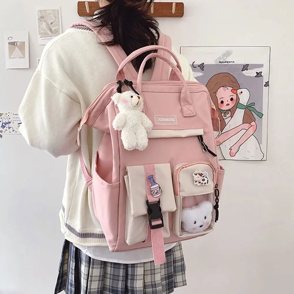 Multi Pockets High School Backpacks Large Capacity Students School Bags Cartoon Women Laptop Backpacks Girls Shoulder Bags