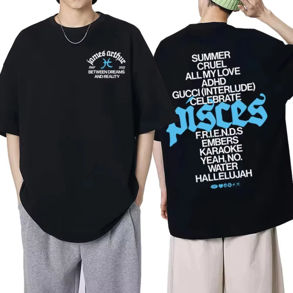 James Arthur The Pisces World Tour  Printed T-Shirt Men Women Fashion Short-sleeved Casual Cotton Spring/summer Harajuku Top