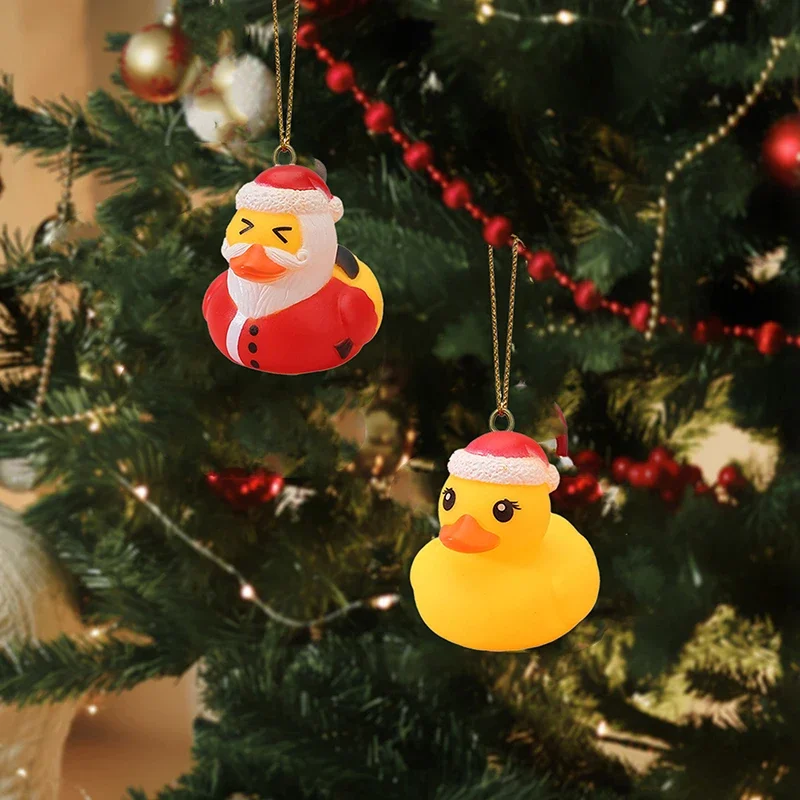 Christmas Duck Hanging Ornaments Cute Snowman/Santa/Reindeer Decorations for Tree Home Party Tabletop