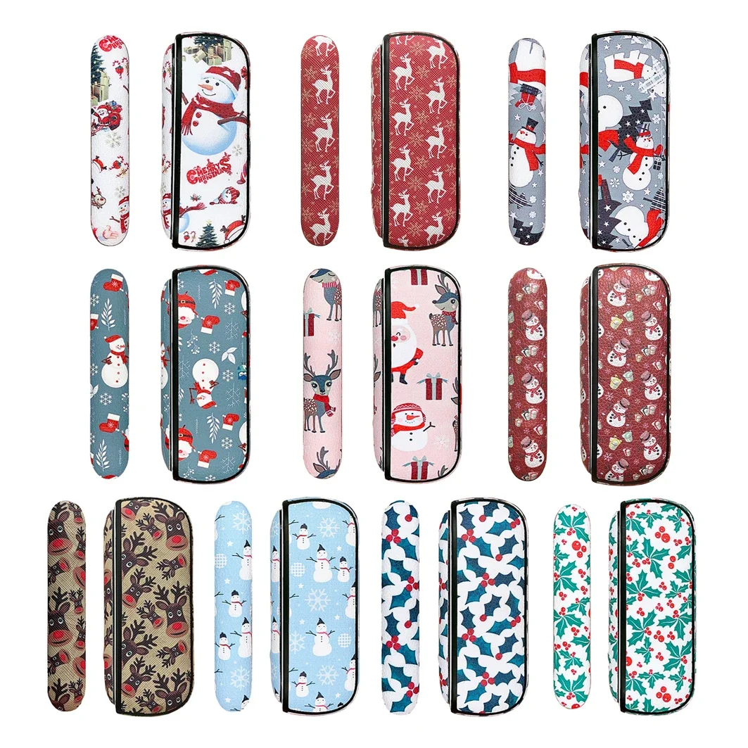 New Christmas Style PU Leather Case for IQOS 3 Duo With Side Door Cover Holder Case for IQOS 3.0 Protective Accessories