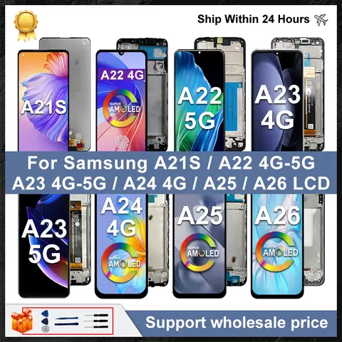 OLED For Samsung Galaxy A21S LCD Touch Screen A22 4G For Samsung A25 Display Replace A26 LCD A23 5G LCD A24 4G Display A22 5G