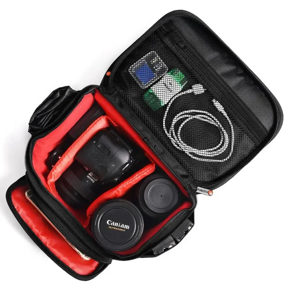 Imagem -03 - Fosoto-bolsa r4 Dslr Vermelho para Câmera de Vídeo Digital Case de Viagem com Capa de Chuva Impermeável para Canon Nikon Sony Lente