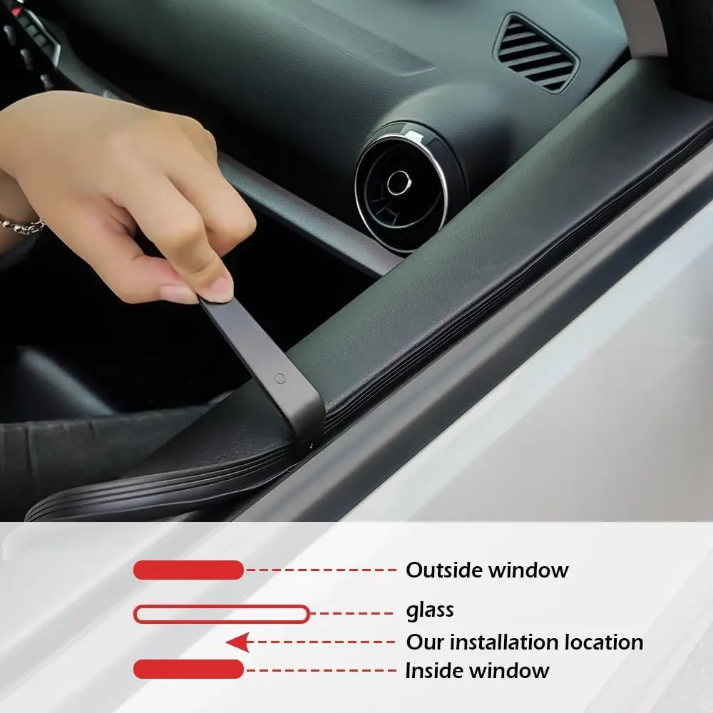 Car Door Rubber Seal Strip Silent Dustproof Rubber Car Window Seal Strip V-Shaped Self Adhesive Automotive Window Seals Trim