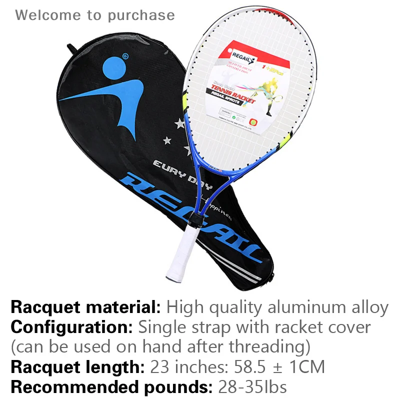 Speciaal tennisracket voor tieners Nylondraad voor kindertraining 23 inch tennisracket van aluminiumlegering Sterk