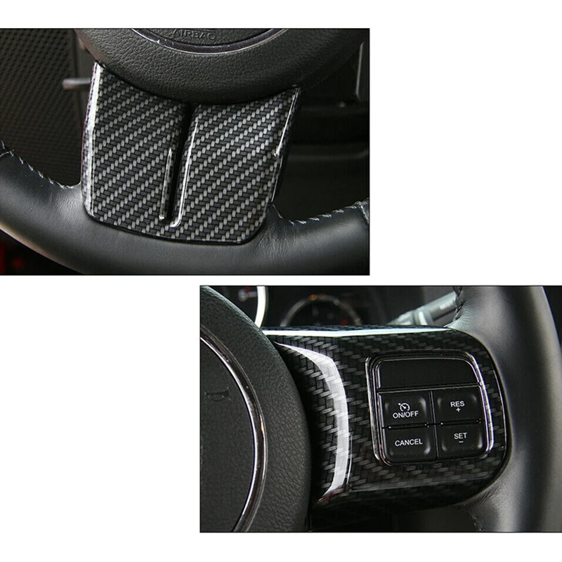 Volante de fibra de carbono decoração guarnição para jeep wrangler jk compass grand cherokee 2011-2017