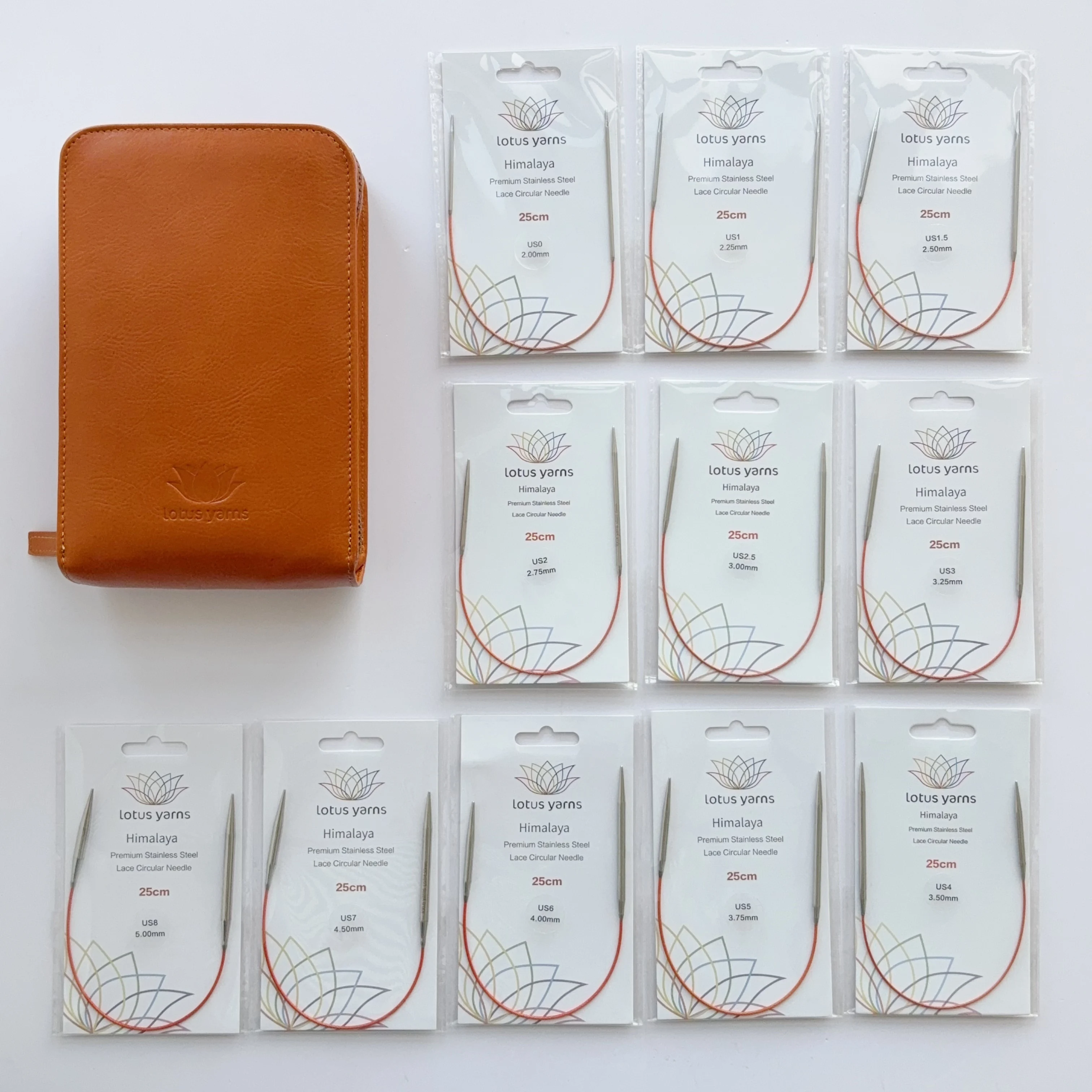 Lotus Yarns Fixed Circular Knitting Needle Set with Bonus Storage Case - Complete Collection