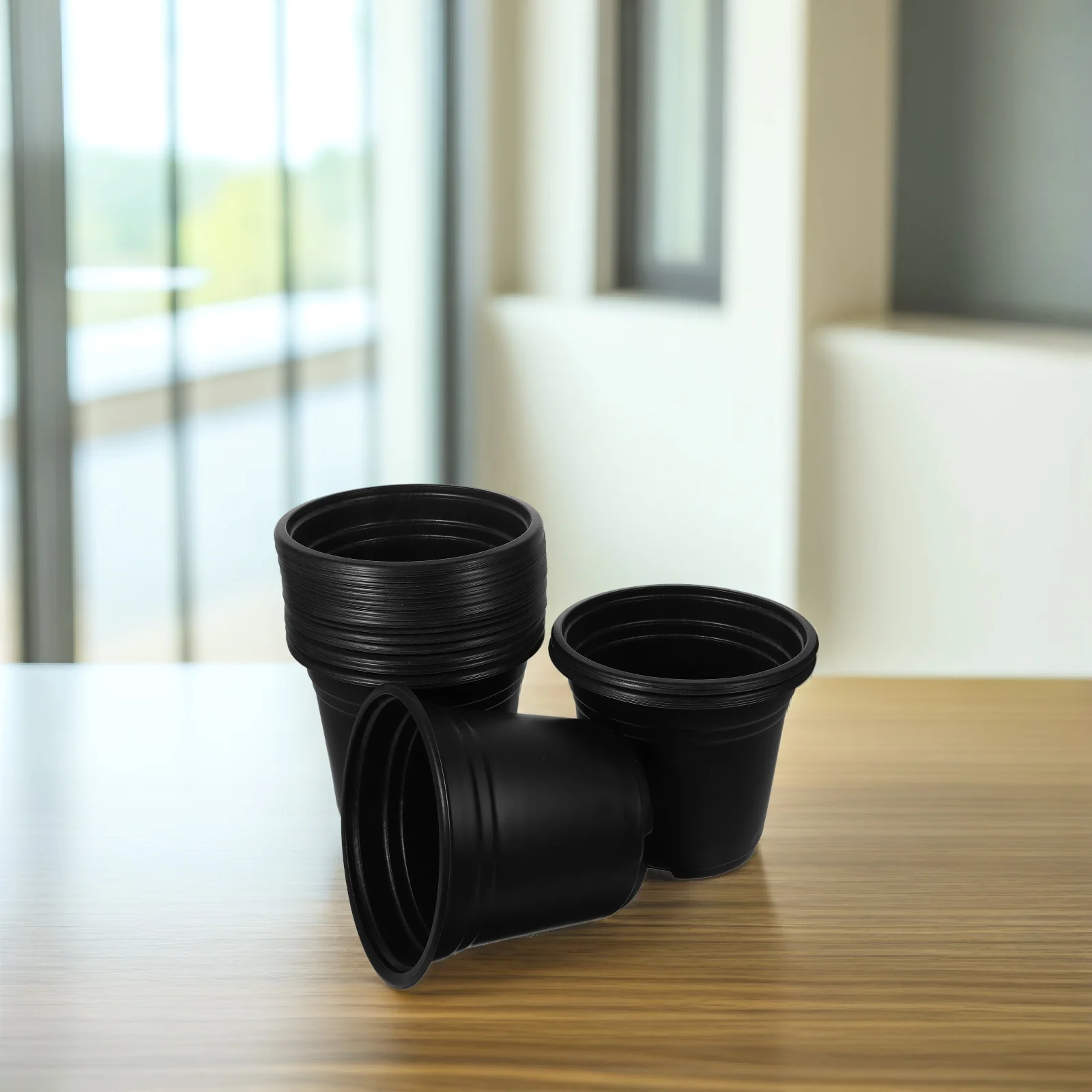 

50pcs Black 170 Seedling Pots Nursery Plant Containers with Drainage Holes for Succulents Flowerpot Planter Plastic Pot
