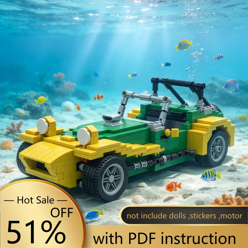 621PCS MOC Classic Open Top Roadster Sports Car Model Building Blocks DIY Assembly Gifts for Adults Collection Desktop