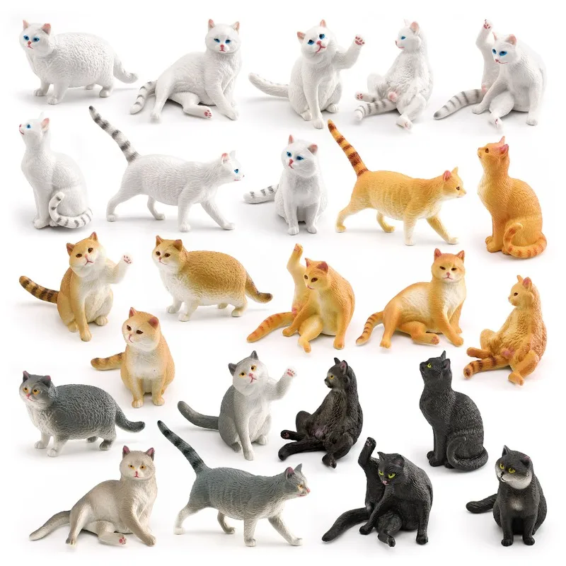 1pc Mini Realistic Cat Figurine Set Cute Orange Tabby British Shorthair Toy Kittens for Kids Decoration Resin Miniatures