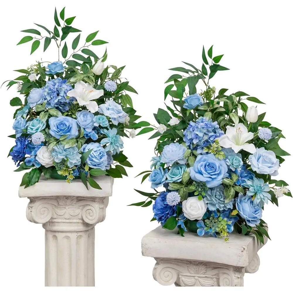 

ree-Standing Artiicial lower Set o 2, Table Centerpiece with Rubber Pad, Silk ake lower or Wedding Centerpiece Archway Aisle Wel