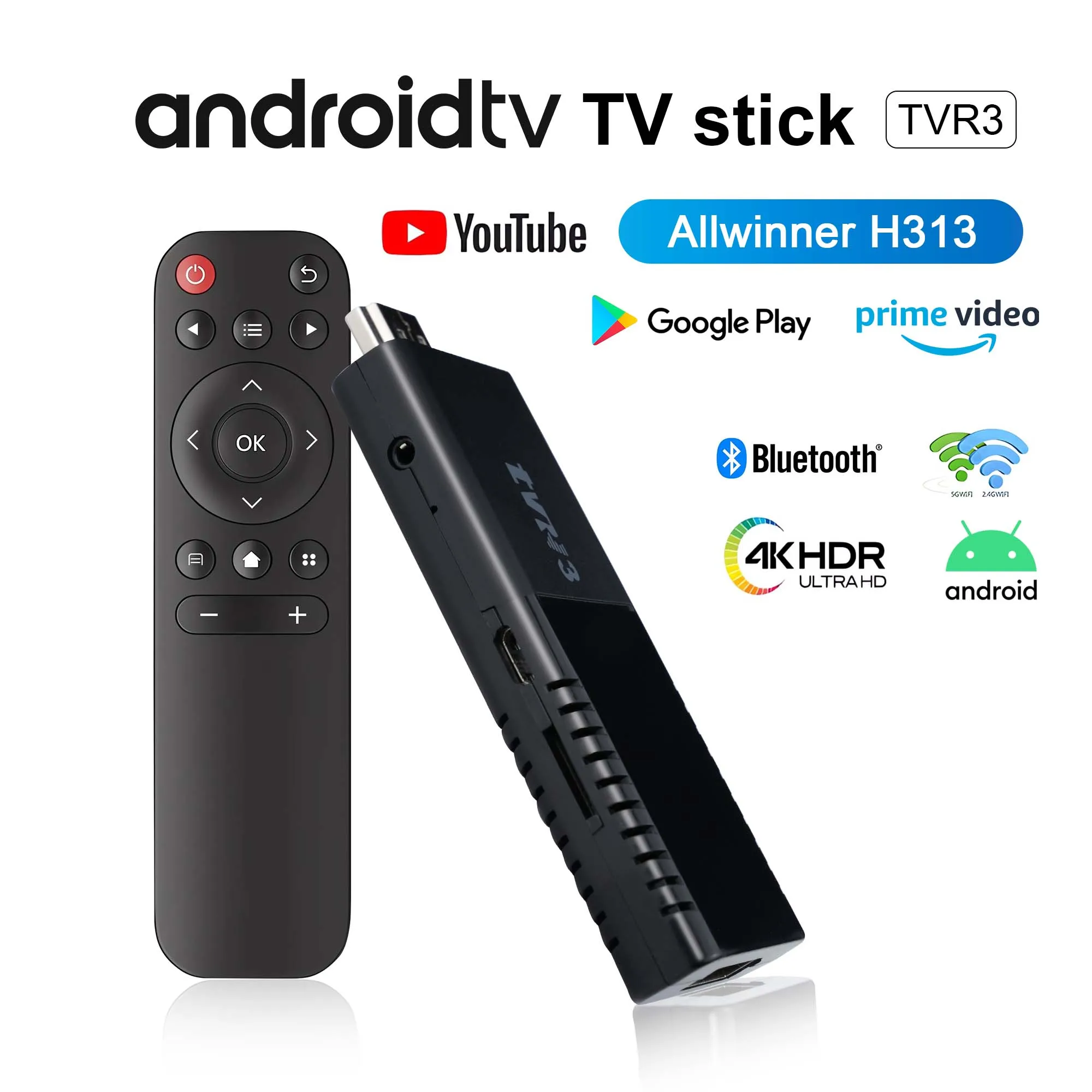 

TVR3 TV Stick New Android15.0 1GB 8GB Allwinner H313 Good price Mini 2.4G / 5G Wifi BT 1080P 4K TV 1G+8G TV stick box