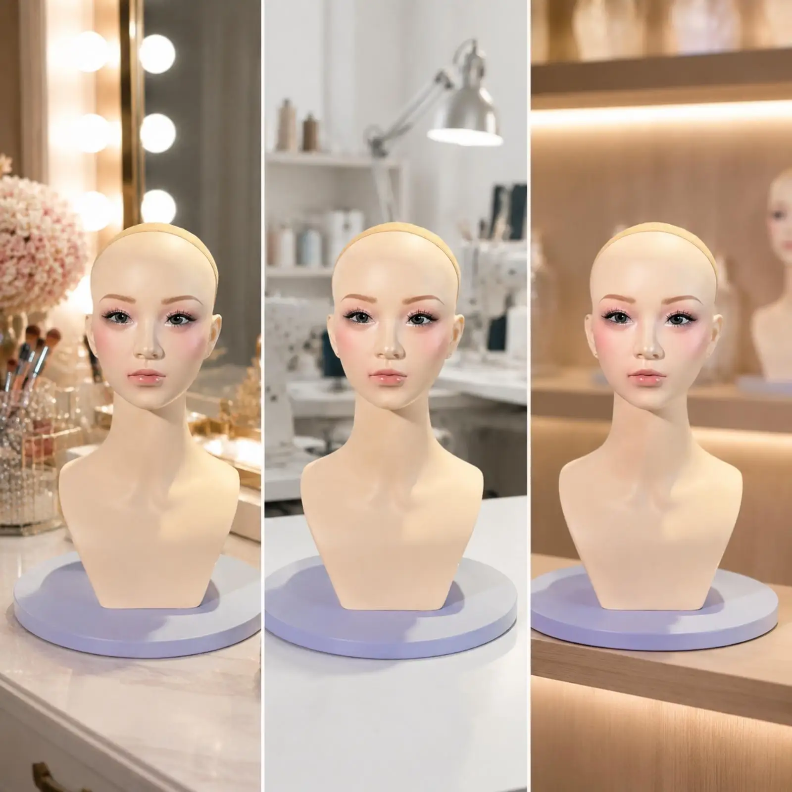 Woman Mannequin Head with Pre-painted Makeup for Hairstyle Practice and Cosplay Costume Display Purposes