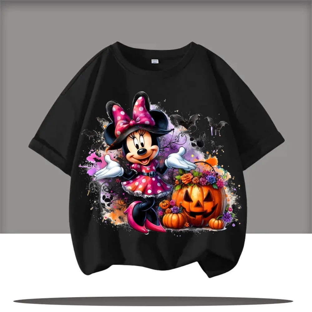 

Halloween Mickey Mouse Pumpkin Printed Cute Children's T-shirt for Girls, Quick drying Boys, Short sleeved T-shirt, Summer Child