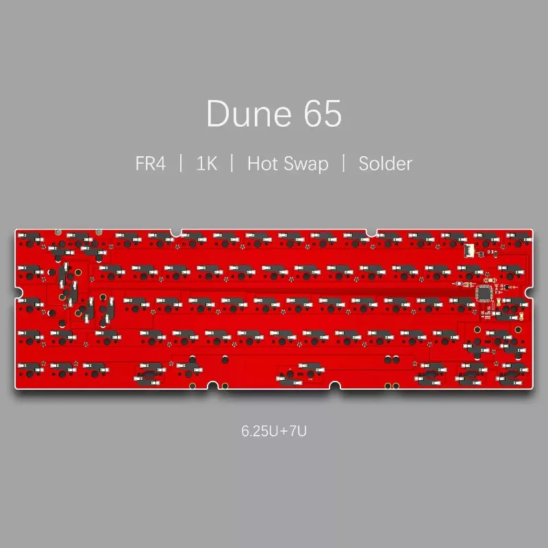 Dune65 Keyboard Wired PCB Custom FR4-TG135 Material Hot Swap/soldered 1K Return Rate 6.25u/7u/7u Wk 1.6MM PCB Board VIA Kailh