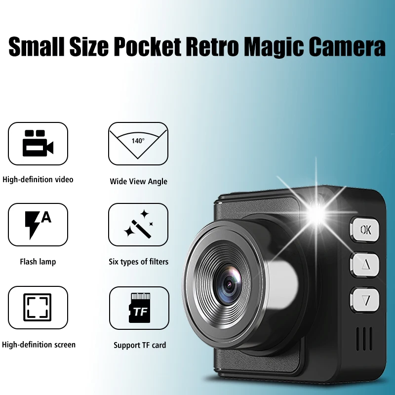 

Vintage Keychain Camera with Flash Lamp Digital Camera for Kids Microcamera Automatic Loop Video Recording Mini Camcorders