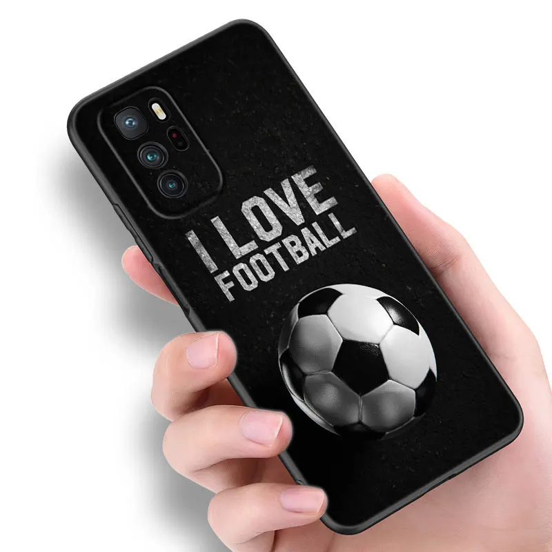 Fire Football Soccer Black Silicone Phone Case For Xiaomi Redmi Note 10 11 11S 12 13 Pro 4G Plus 11T 5G 10S 12S