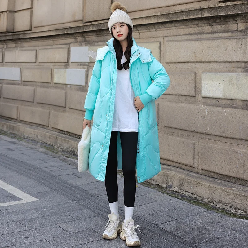 

Женская пуховая хлопковая куртка до колен, парная, утепленная, средней длины, двусторонняя, осенне-зимняя, новый стиль