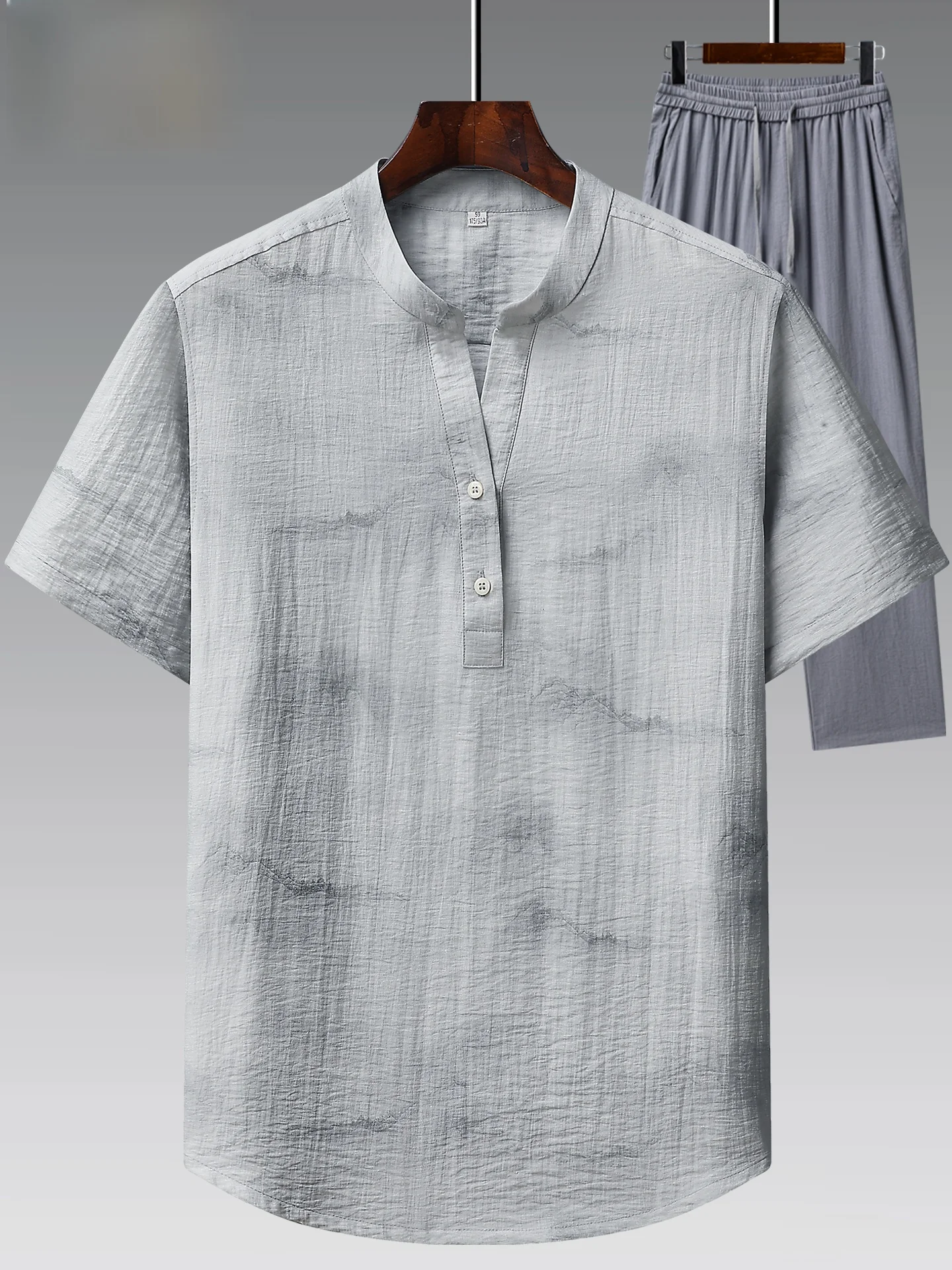 hengyuanxiang-men's-short-sleeve-tang-suit-set-loose-fit-lightweight-elderly-casual-wear-chinese-style-linen-blend-summer-outfit