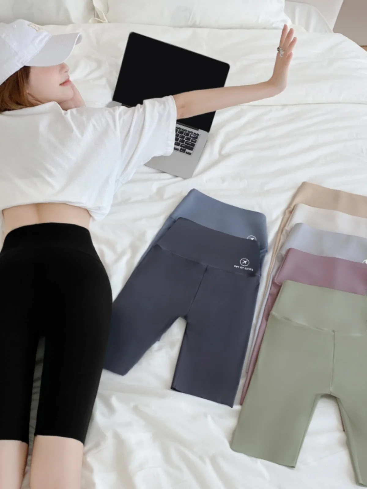 Summer Thin Five-Point ark Skin Pants Women's Se Pants Anti-Light Cycling Aircrt Yoga Bot Leggings Faionable La...