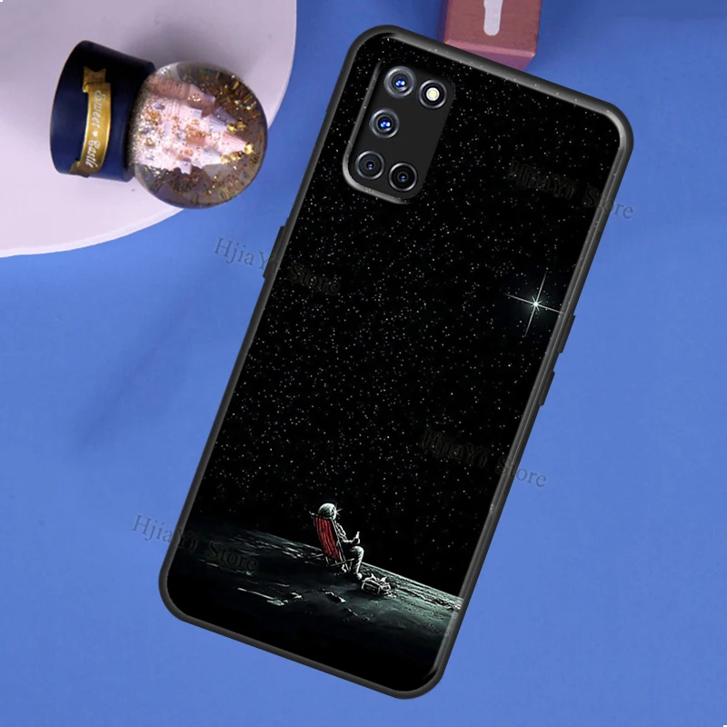 Moon Stars Space Astronaut Case For OPPO A74 A94 A54 A57 S A77 A76 A96 A52 A72 A91 A93 A5 A9 A31 A53 A15 A16 A17 Cover