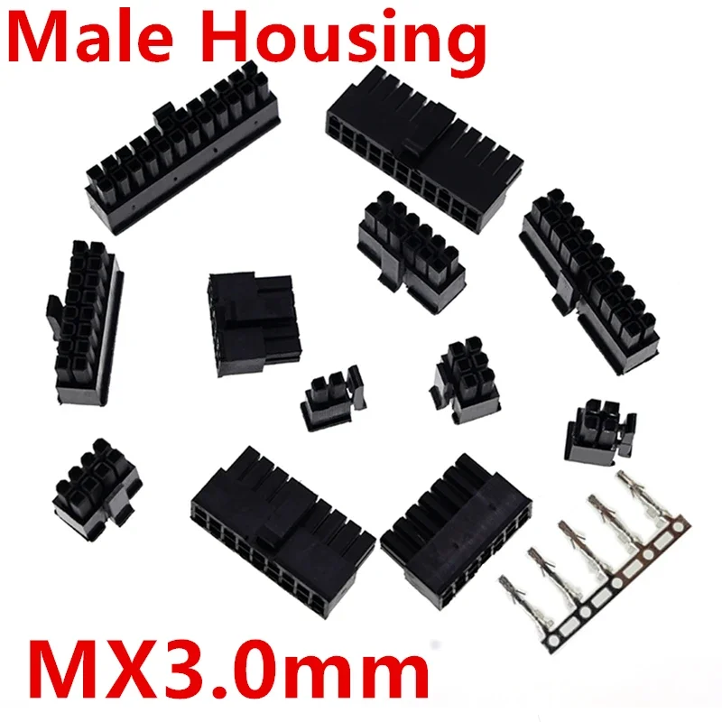 

Molex 3.0mm Plastic shell Plug-in Male Shell Housing Female Terminals 2*1/2/3/4/5/6/7/8/9/10/11/12P MX3.0mm Double Row Connector