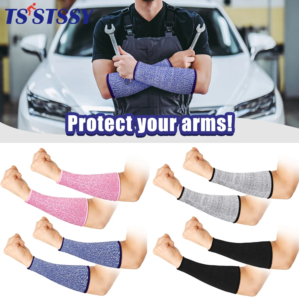 2Pair Level 5 HPPE Cut Arm Sleeve Safety Glove Resistant Anti-Puncture Arm Protection for Construction Automobile Glass Industry