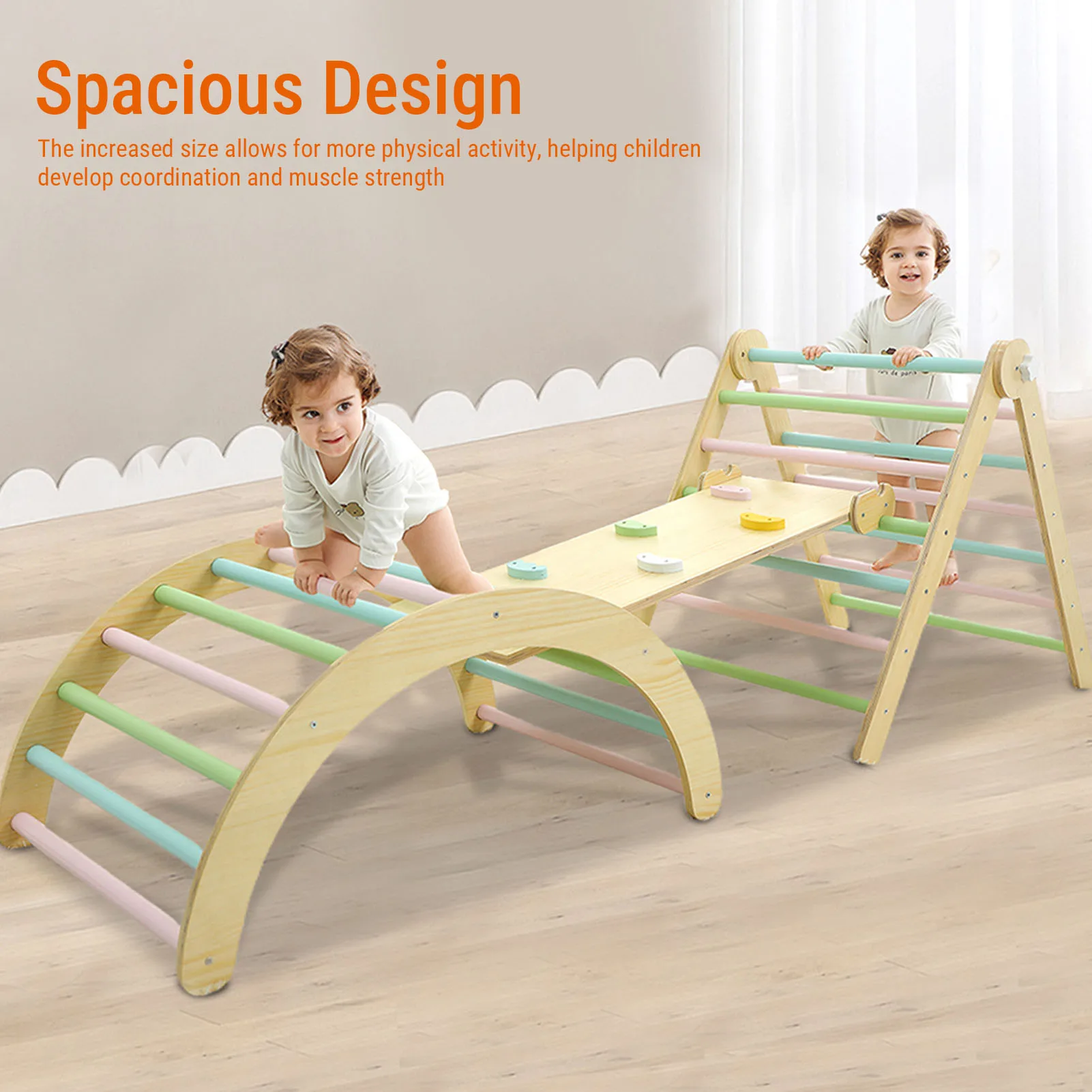 طفل تسلق طفل تسلق قوس خشبي منحدر سلم تسلق مجموعة ملعب داخلي للأطفال الصغار 1-3 سنوات #1