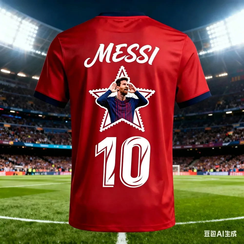 Sommer Neues 3D Messi-Print Kinder-Fußballtrikot - Schnelltrocknend und Atmungsaktiv, Geeignet für Familiensportbekleidung – Detail 4