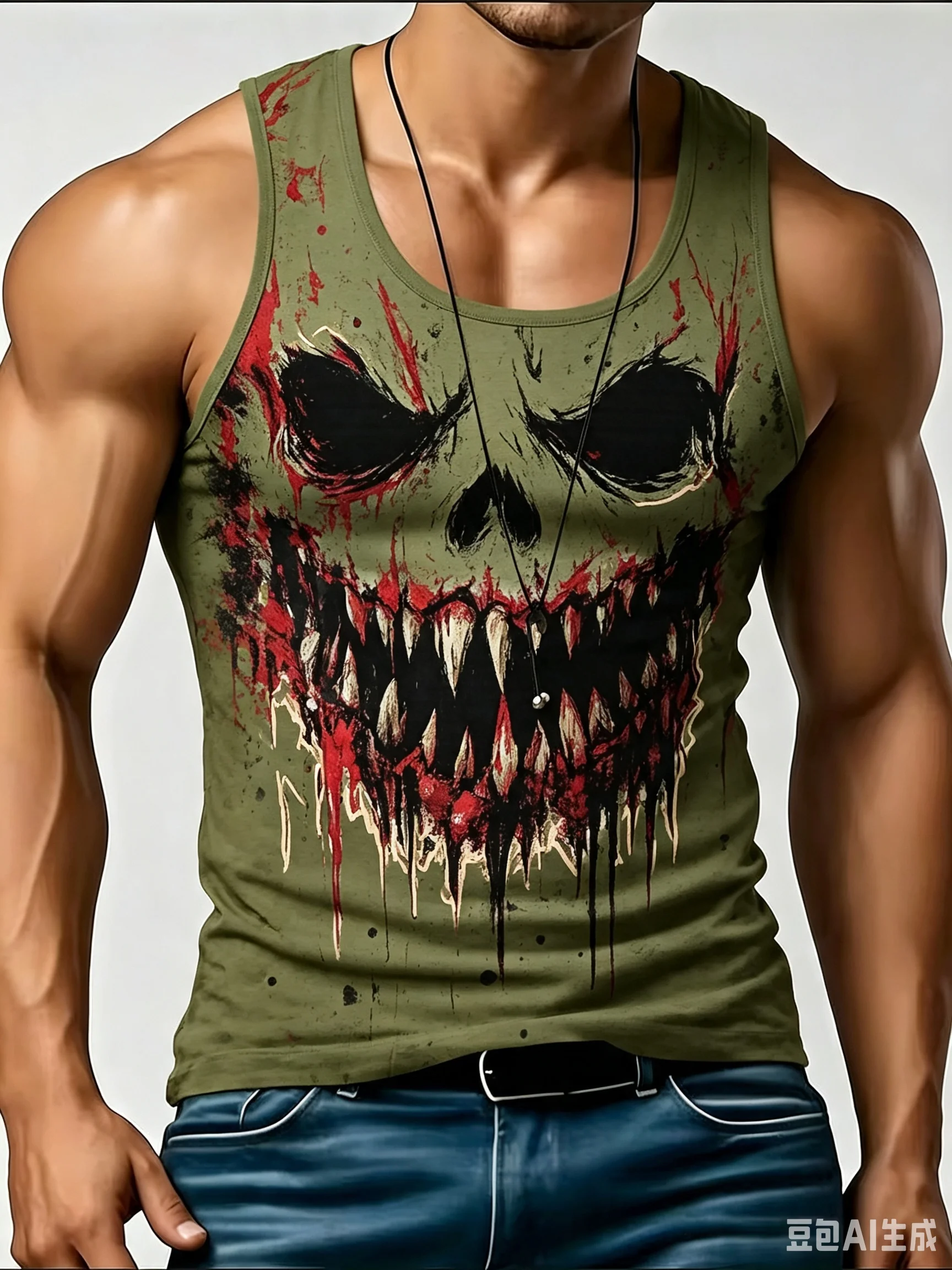 Men's Skull Graphic Tank Top, Blood Splash Print Sleeveless Shirt Casual Summer Thin Street Cool
