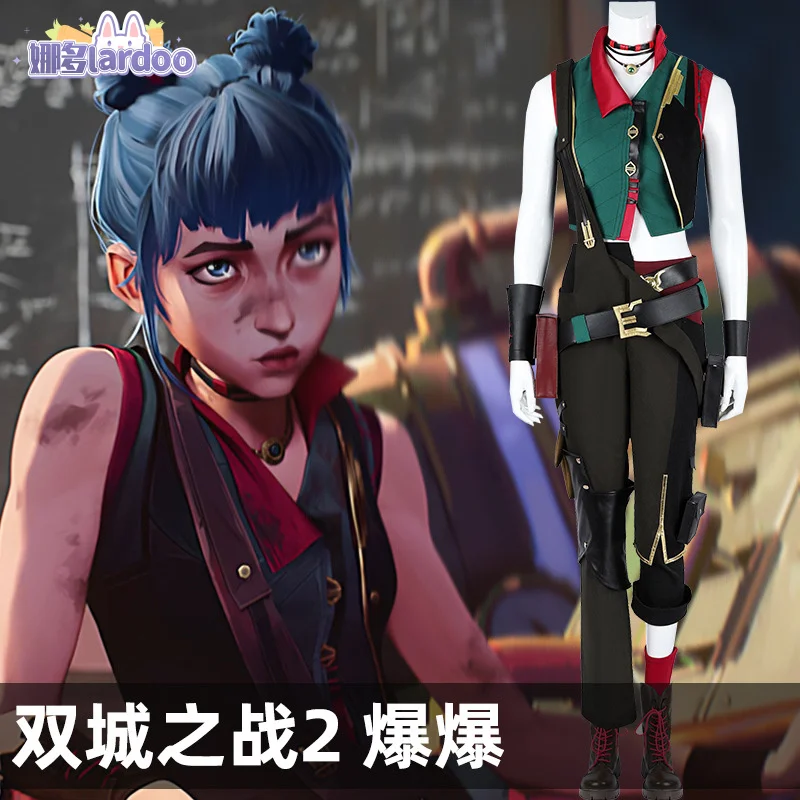 

Arcane Season 2 Jinx Cosplay Costume BAOBAO Overall Uniform Halloween Carnival Party Christmas Play Role Clothes Clothing