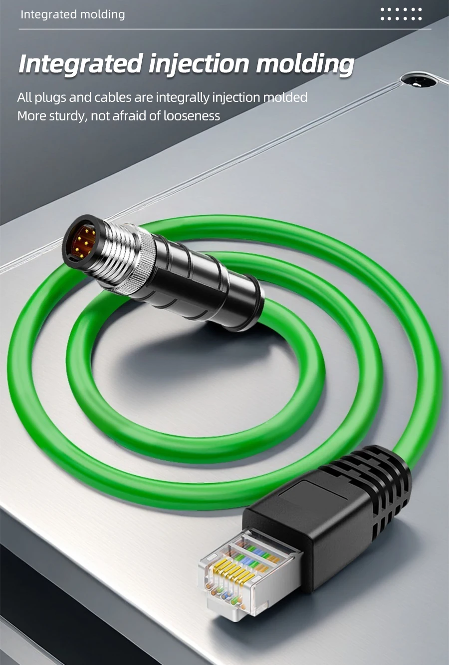 M12 auf RJ45 Industrie Ethernet Kabel für Siemens/PROFINET/EtherCAT, M12 auf RJ45 Kabel, S/FTP geschirmt, M12 4/8 Pin A/D/X codi – Detail 4