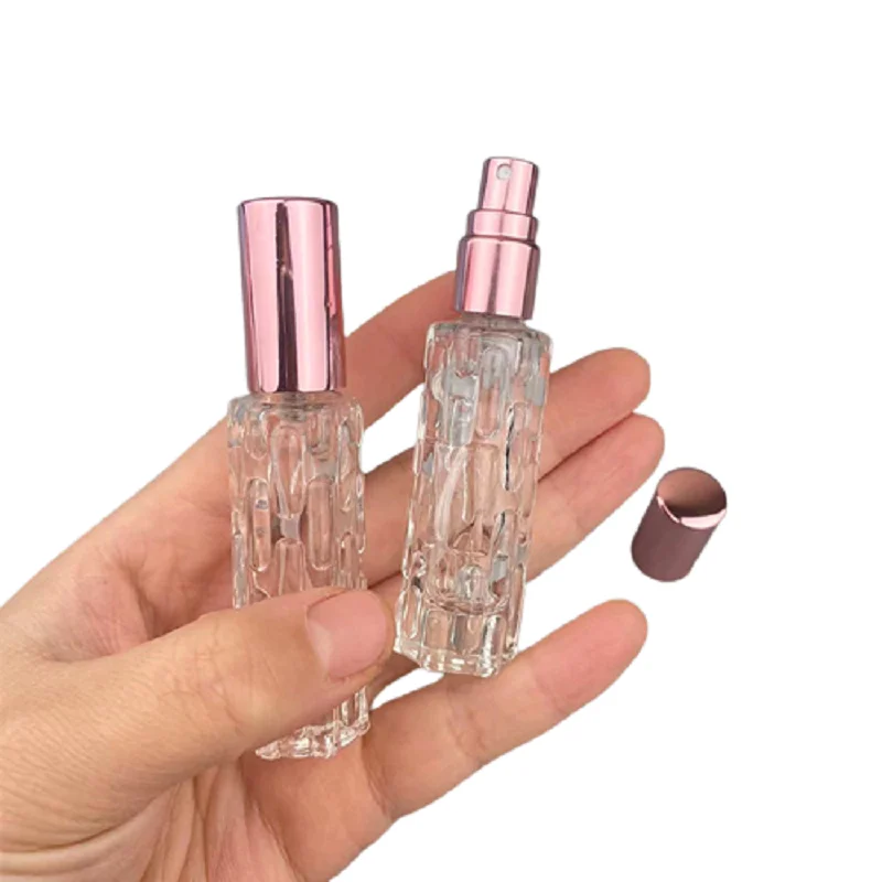 10ML Leere Parfüm Glas Flasche Klar Bitterer Kürbis Flasche Rose Gold Deckel Duft Zerstäuber Reise Parfüm Spray Flasche 10 stücke