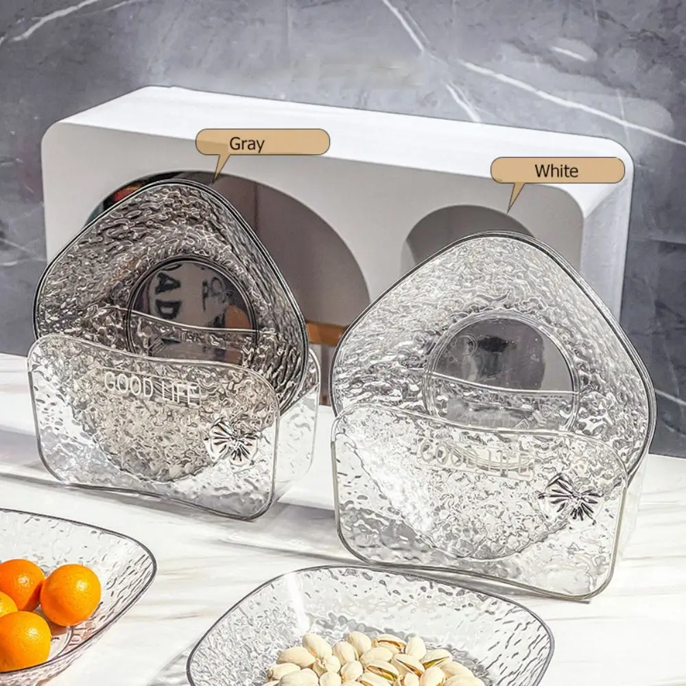 Durable Thick Fruit Plate Transparent Stackable Dining Table Trash Tray Spit Bone Plate