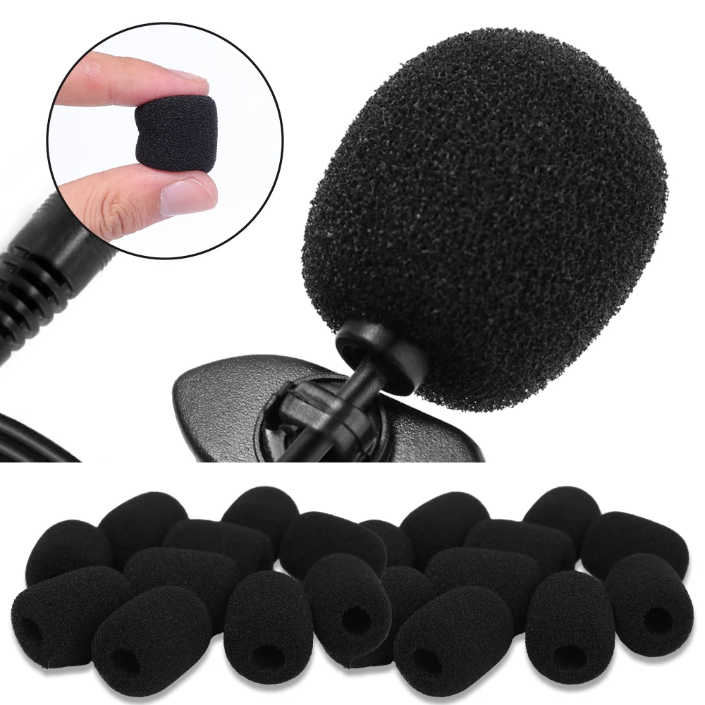 10/50 Pieces Foam Microphone Windscreen Mic Covers Sponge Protection for Small Lapel Headset Microphones Black 8mm Mic Cap