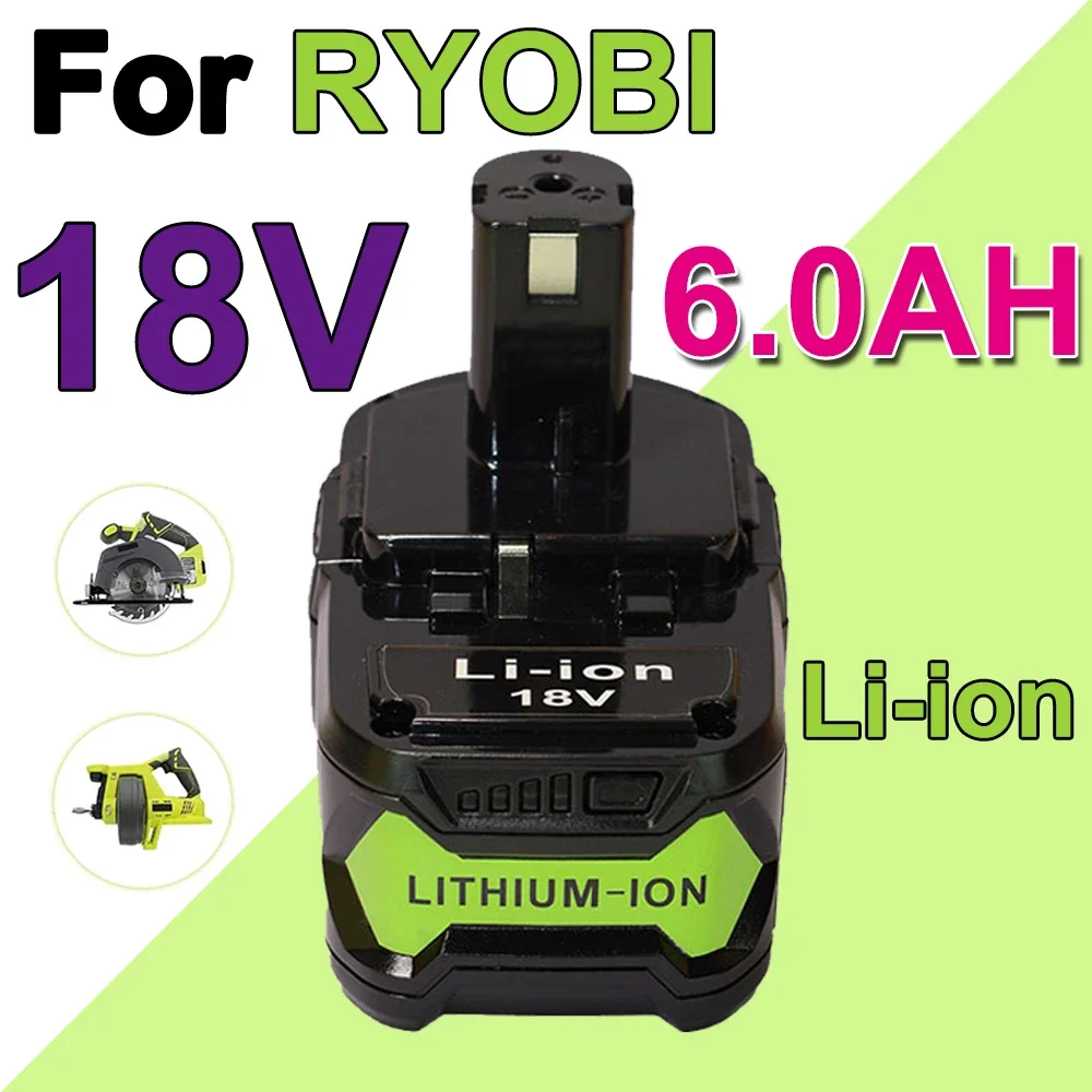 Suitable for Ryobi P108 18V  6.0Ah lithium-ion battery power tool P104 P107 RB18L50 RB18L20 P108