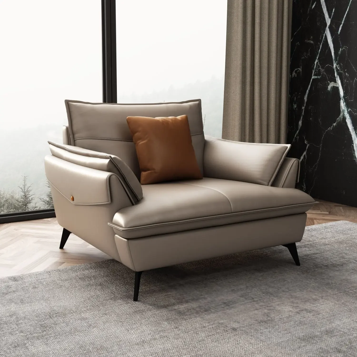 A Wholesale Italian Modern Straight Sofa Living Room Sofa Furniture Three Seat Leather Sofa