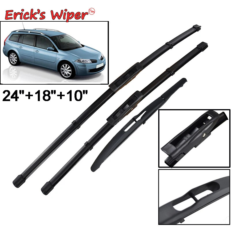 

Erick's Wiper Front & Rear Wiper Blades For Renault Megane Sport Tourer 2006 - 2008 Windshield Windscreen Window Brush 24"18"10"