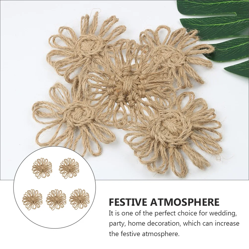 

5pcs Linen Flowers Decor 6.5X6.5Cm Handmade Flower Decoration For Wedding Party Diy Craft Xmas Artificial Flower Ornament
